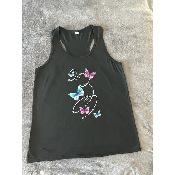 Tropical Floral Pattern Women's Tank Top/black Size XXL - Picture 2 of 7